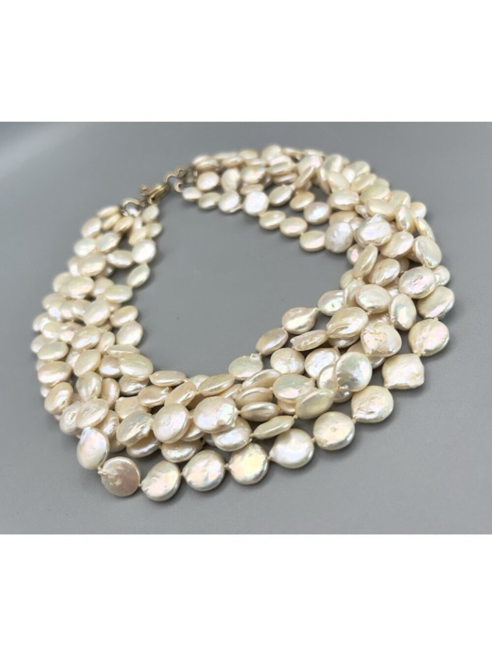 Vintage Six Strand Coin Pearl Necklace - Picture 9 of 12